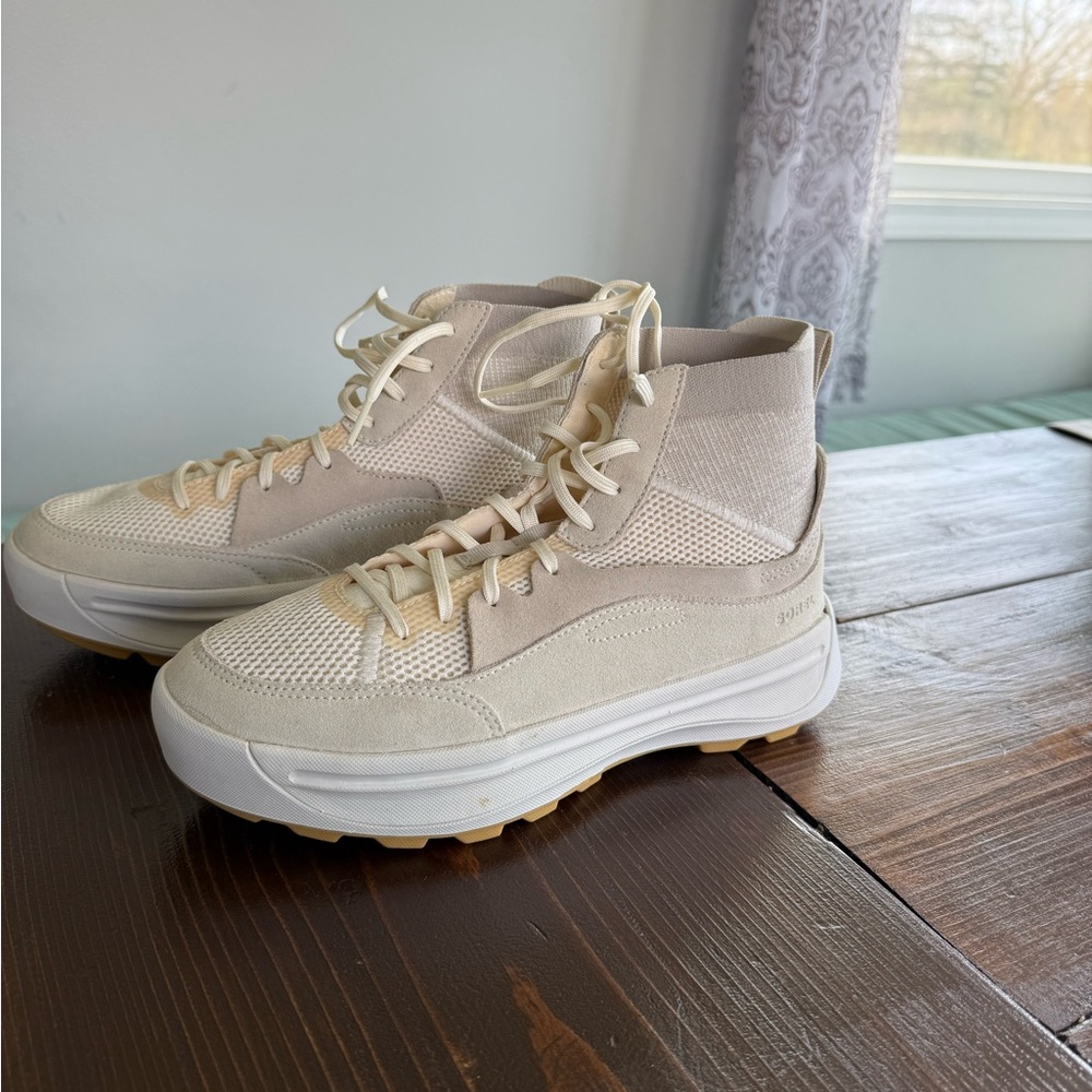 Sorel Cream High-Top Knit Sneakers
